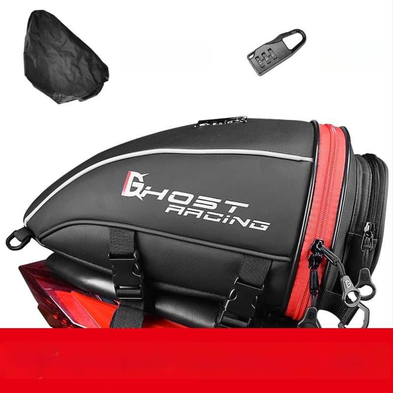 Motociklo galinio skyriaus krepšys iš PU odos ir plėvelės, 10L talpa, model GR-CWB06, lietaus apsauga įtraukta