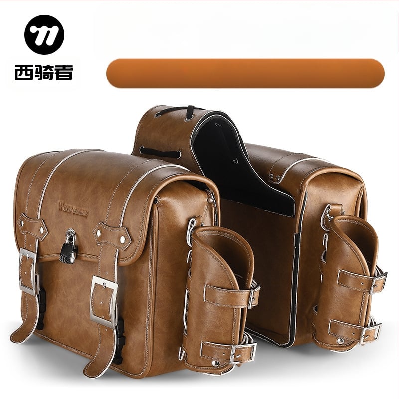 West Rider motociklo šoninė krepšys su retro dviejų pusių dizainu, PU+EVA medžiaga, 16L talpa, modelis YP0707328