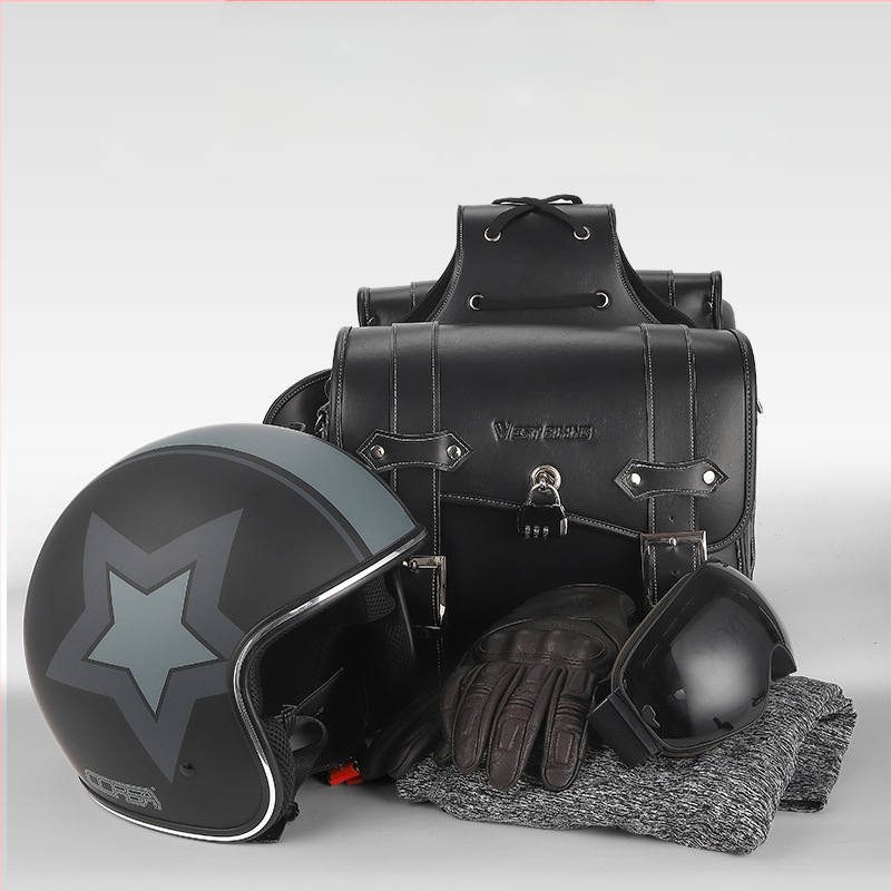 West Rider motociklo šoninė krepšys su retro dviejų pusių dizainu, PU+EVA medžiaga, 16L talpa, modelis YP0707328