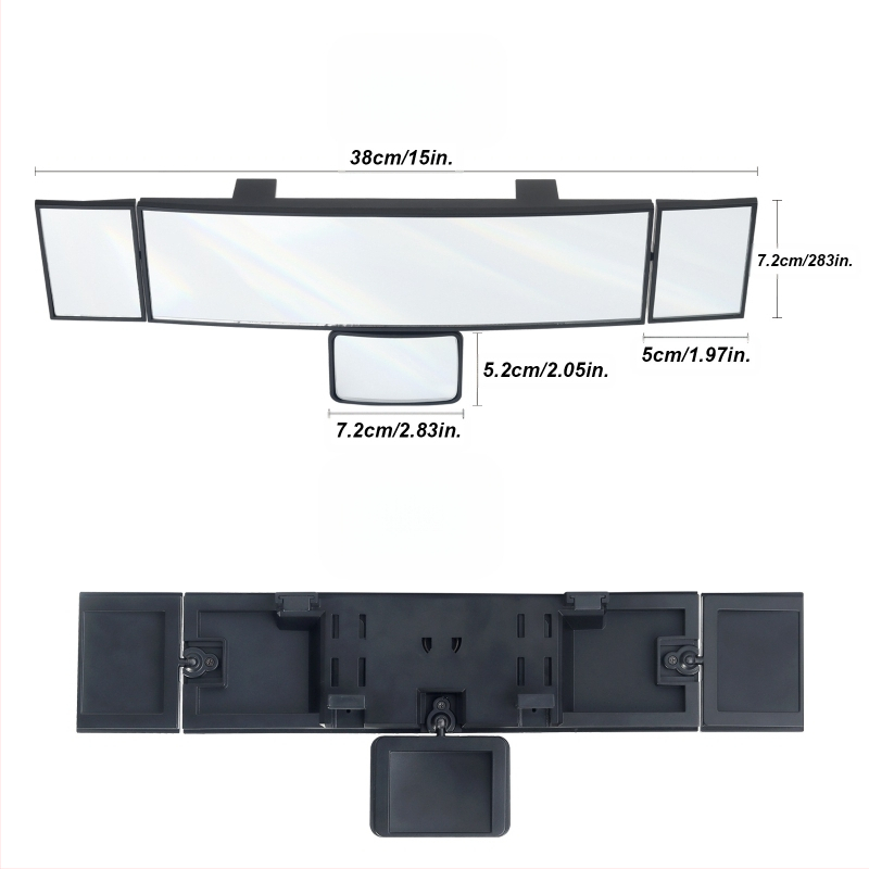 Automobilio atbulinis veidrodis su plačiu matymo lauku ir pagalba akloms zonoms — SD-2411, 38×7,2 cm, plokščias veidrodis, stiklas, ABS korpusas, kilmė Ninghai