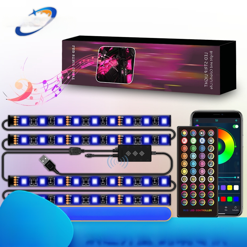 RGB automobilio vidaus LED atmosferos apšvietimas, 12x5050 LED, įėjimo įtampa 12V, galia 3W, spindulio kampas 120°, modelis LXC-021 su balso valdymu