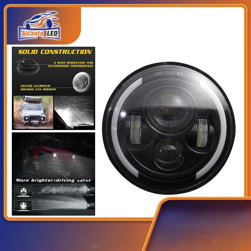 Angel Eyes priekiniai žibintai, 60W, 12-80V, IP68, 6000LM, Aliuminio korpusas, Tinka Jeep SUV ir Harley motociklui
