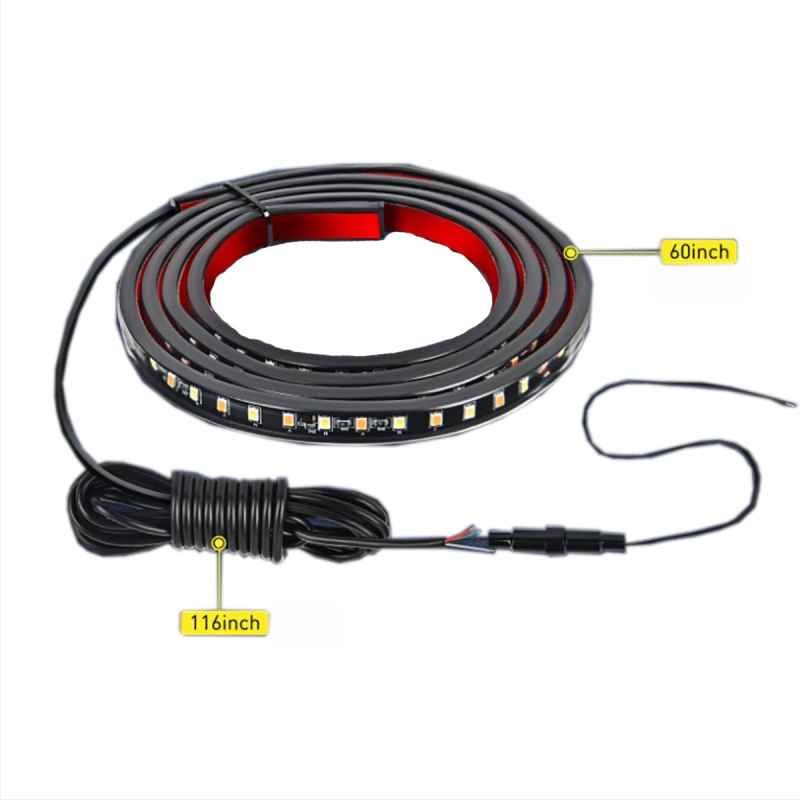 Divkrāsaina auto sānu kāpiena apgaismojums ar 2835 LED, 12W, 12-14V, QS-60F-2835, secvenču signāla lukturi