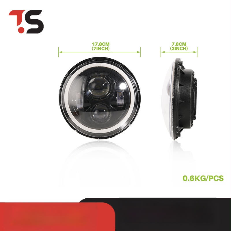 LED priekinis žibintas Jeep Wrangler su 4 LED, H4 suderinamas, IP65, 50 000 valandų tarnavimo laikas, aliumininė + akrilo konstrukcija