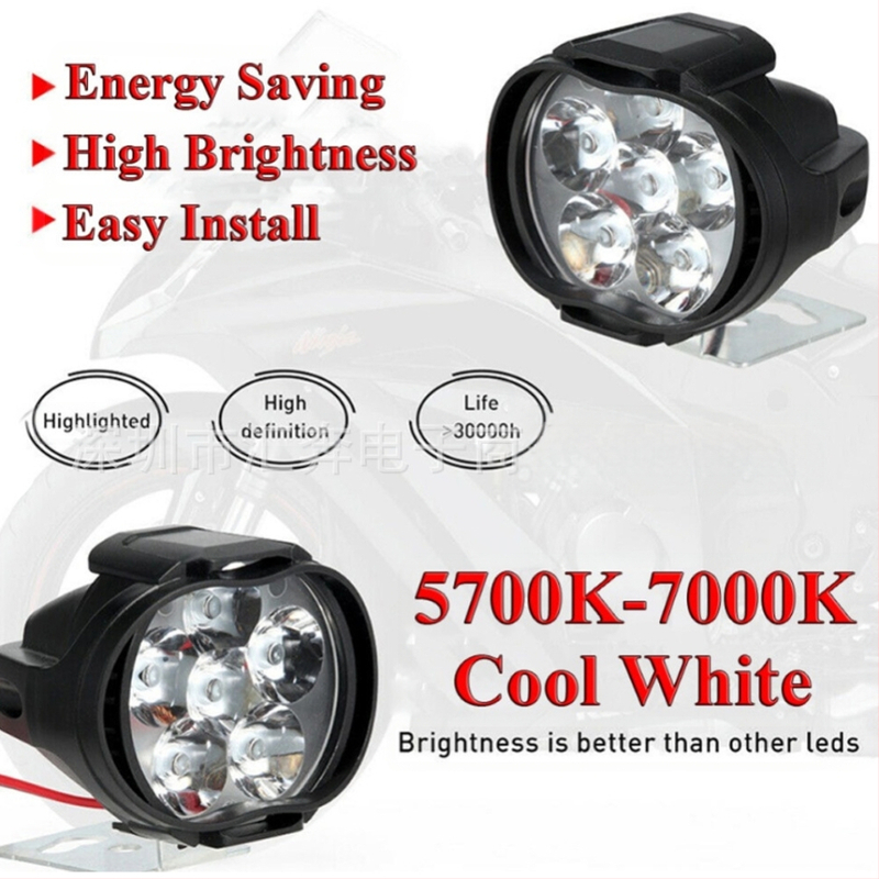 Motociklo LED rūko žibintas 6LED, 18W, 12-80V, aliuminis