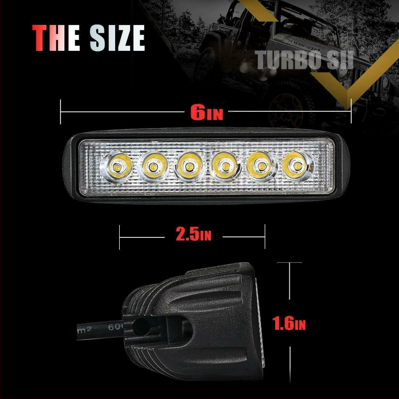 Automobilio LED darbinė lemputė, 6 LED, 18W, 12V, 1200LM, 6000K
