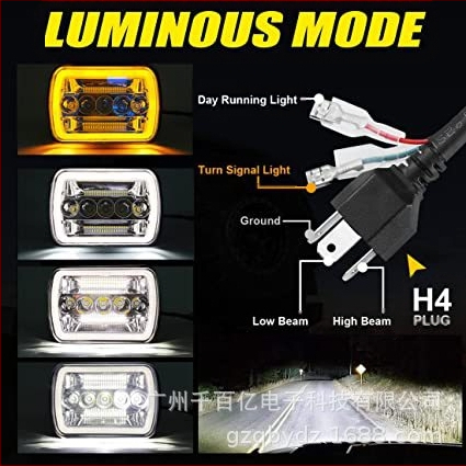 LED priekinis žibintas su halo angelų akimis ir posūkio signalu, 55W, 10-30V, IP67, 5200 lm, modelis QBY-2174, skirtas Jeep Wrangler YJ (1987–1995), Cherokee XJ, Ford, GMC