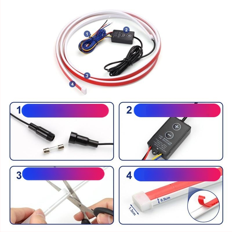 Automobilska prednja svjetla s DRL-om i dinamičkim skeniranjem, tip kroz, podešiva duga i kratka svjetla na poklopcu motora, 12V, 8W, LED 2835, 3000 lm, IP54