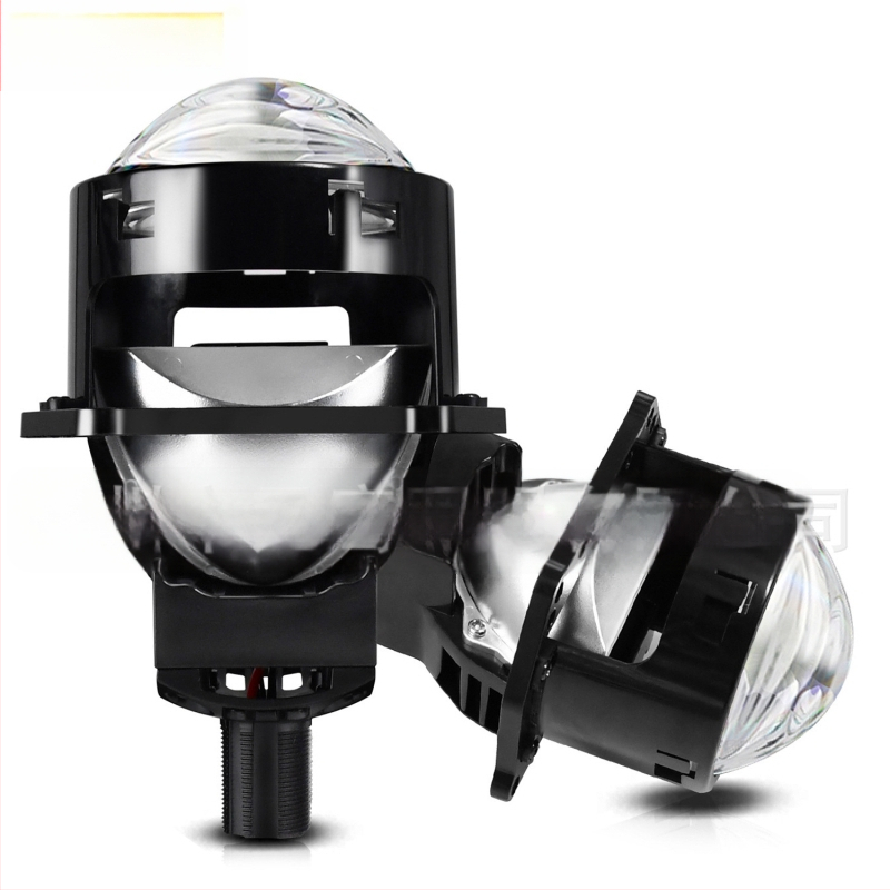 LED automobilių priekiniai žibintai su dvigubais lęšiais ir atšvaitiniu gaubtu, orlaivinio aliuminio korpusas, pritaikymas galimas