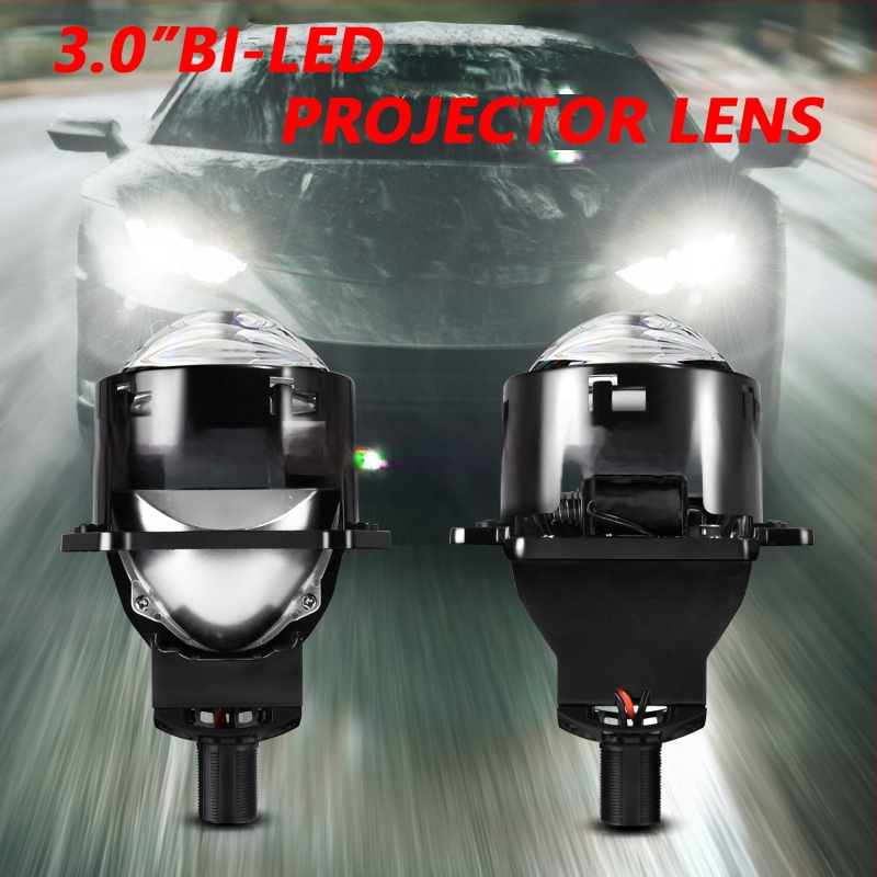 LED automobilių priekiniai žibintai su dvigubais lęšiais ir atšvaitiniu gaubtu, orlaivinio aliuminio korpusas, pritaikymas galimas