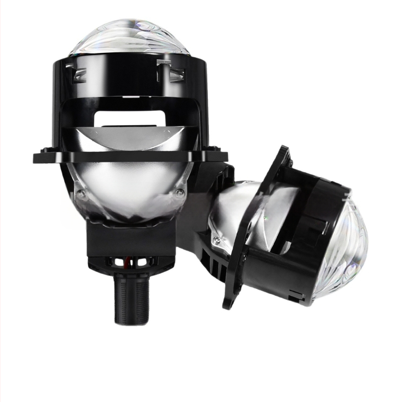 LED automobilių priekiniai žibintai su dvigubais lęšiais ir atšvaitiniu gaubtu, orlaivinio aliuminio korpusas, pritaikymas galimas