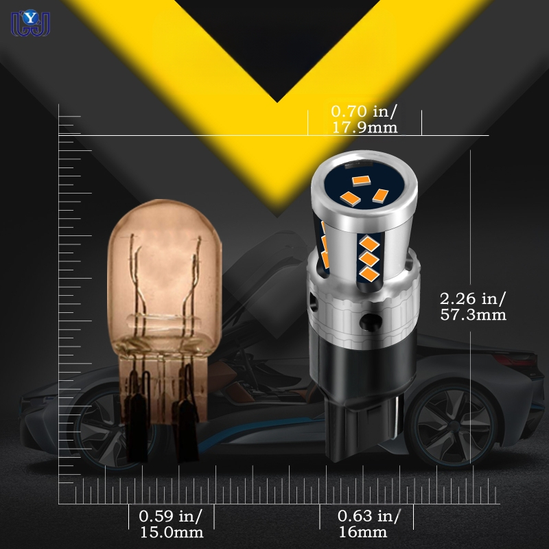 Automobilio LED šviesa T20 7440, 18SMD 3020, 9-48V, 6500K, 7.5W atbulinei šviesai ir posūkiams