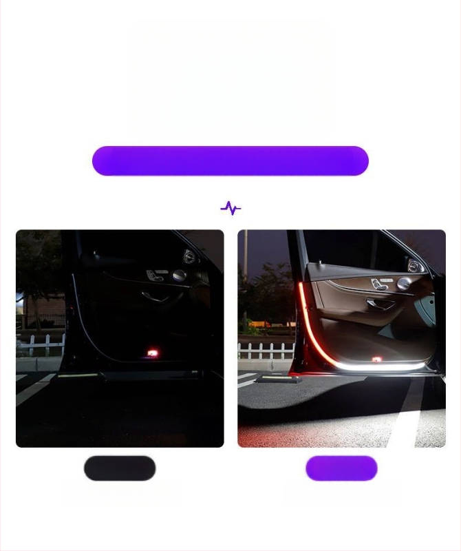 Dviejų spalvų durų LED šviesos juosta iš silikono, universalus suderinamumas, 12V, 0,2A, prieškolizinis ir įspėjamasis mirgėjimas