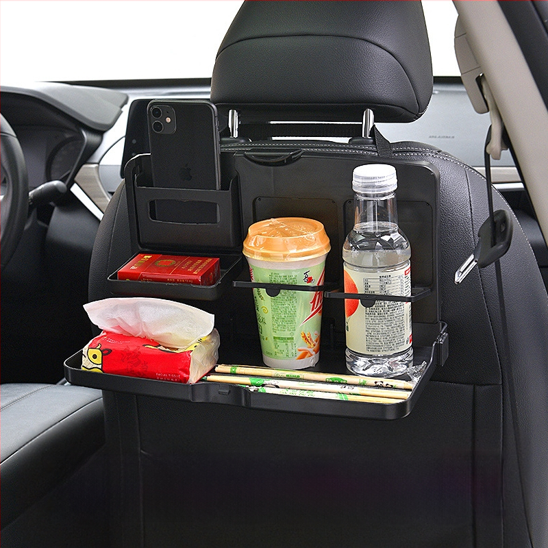 Automobilio galinės sėdynės valgio padėklas su sulankstomu laikikliu ir telefono laikikliu (Plastikas; Modelis: jiachuangqi; Prekės ženklas: Jiachangqi; Tinka sėdynės nugaros daliai)