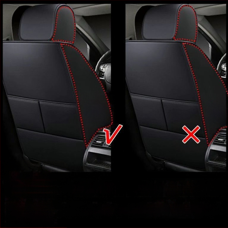 Universalus keturių sezonų automobilio sėdynių užvalkalų rinkinys iš mikropluošto odos, siuvinėtais kraštais, sportinio stiliaus, su išspausdintu logotipu