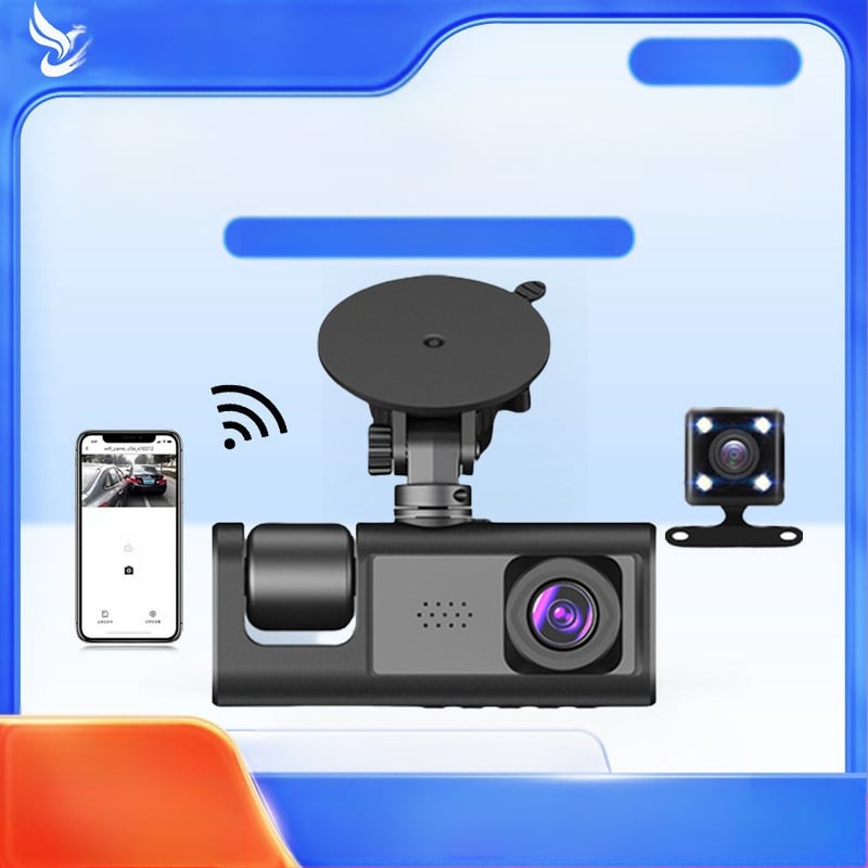 Видеорегистратор за автомобил C3 с двойна леща, 120° 720p, Wi‑Fi, циклично записване, предна и задна камера, 2.0-инчов дисплей