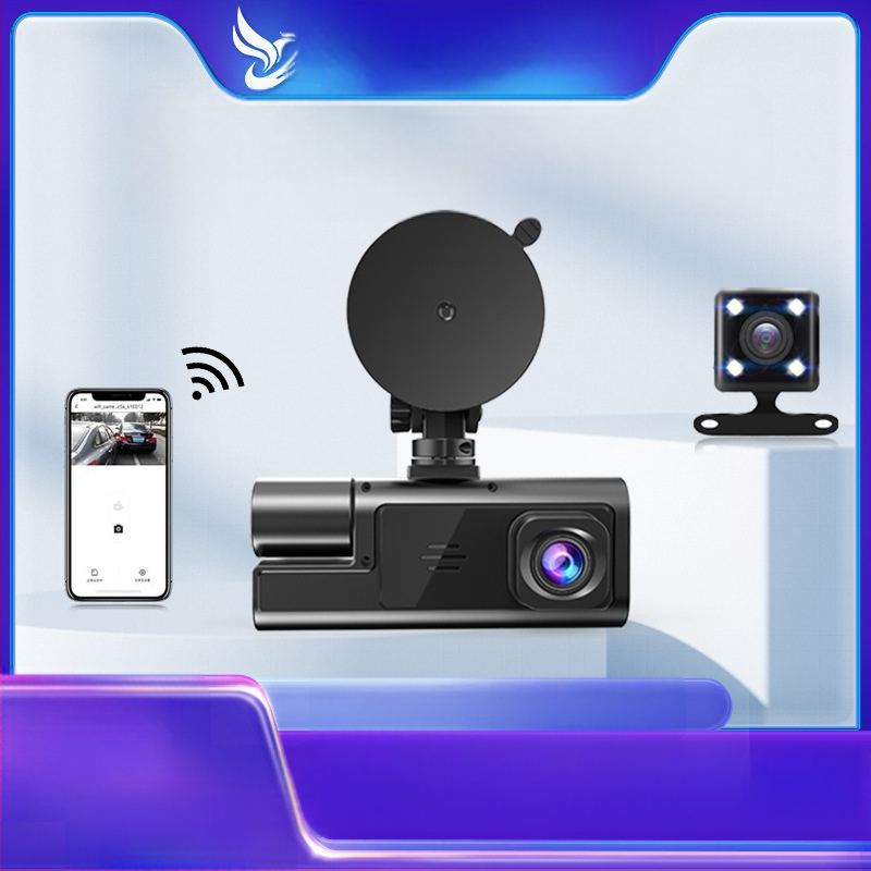 Видеорегистратор за автомобил C3 с двойна леща, 120° 720p, Wi‑Fi, циклично записване, предна и задна камера, 2.0-инчов дисплей