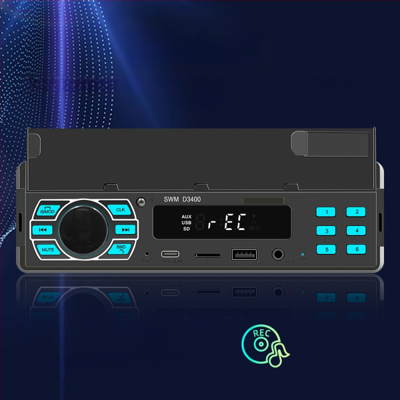 Auto MP3 atskaņotāja turētājs ar Bluetooth, hands-free, FM radio, 12V barošana, ISO interfeiss – Modelis D3400