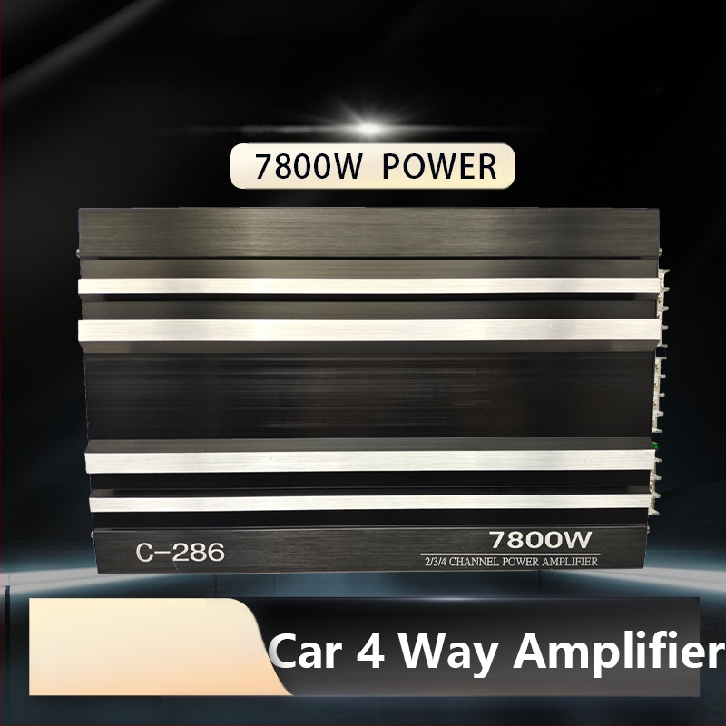 Ενισχυτής αυτοκινήτου C-286: είσοδος 12V, αντίσταση 4 Ω, μέγιστη ισχύς 7800, εύρος συχνοτήτων 10 Hz–3 kHz