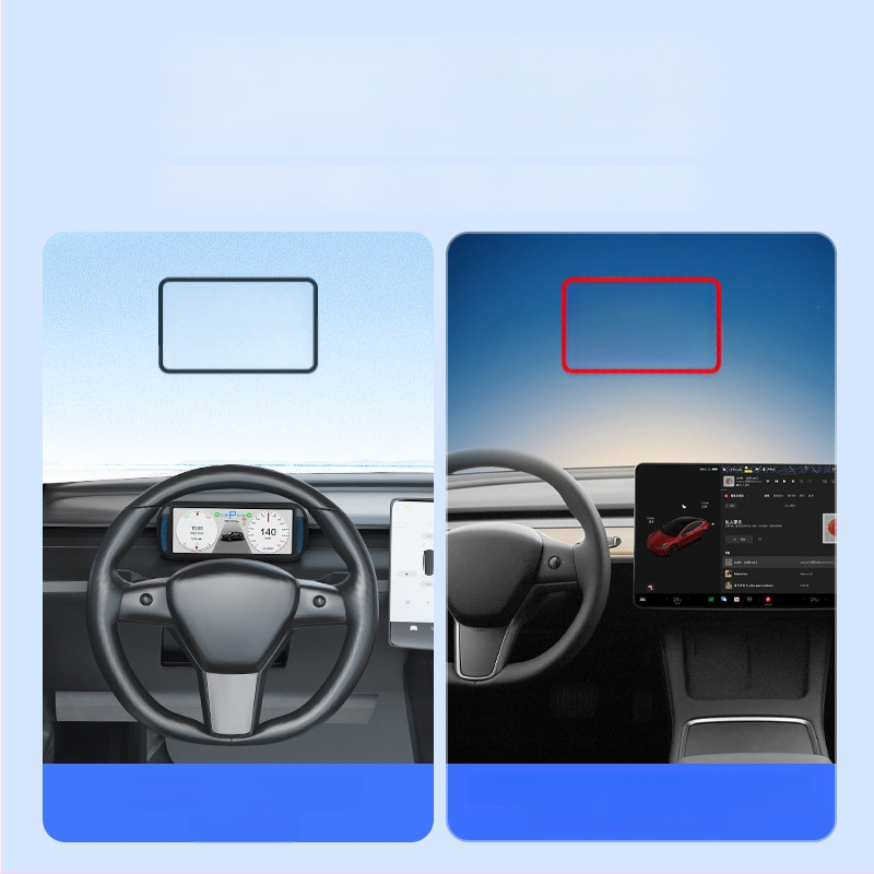 Tesla HUD rodmenų ekranas prietaisų skydeliui Model 3/Y (Modelis: T10; Suderinamas su: Model 3/Y; Valdymo režimas: Rankinis; Maitinimas: USB; Svoris: 450 g)