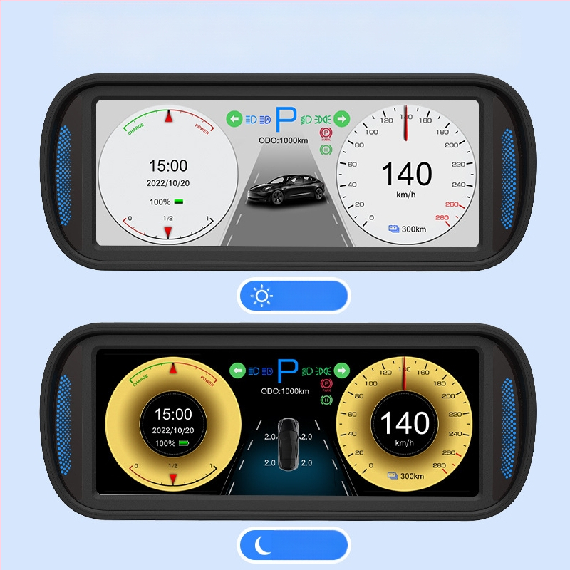 Tesla HUD rodmenų ekranas prietaisų skydeliui Model 3/Y (Modelis: T10; Suderinamas su: Model 3/Y; Valdymo režimas: Rankinis; Maitinimas: USB; Svoris: 450 g)