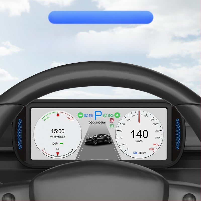 Tesla HUD rodmenų ekranas prietaisų skydeliui Model 3/Y (Modelis: T10; Suderinamas su: Model 3/Y; Valdymo režimas: Rankinis; Maitinimas: USB; Svoris: 450 g)