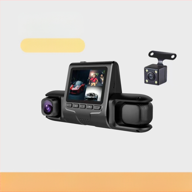 Dash cam με οθόνη 2,0″, τριπλός φακός εμπρός/εσωτερικός/πίσω, βίντεο 1080p, καταγραφή σε κύκλο, παρακολούθηση στάθμευσης