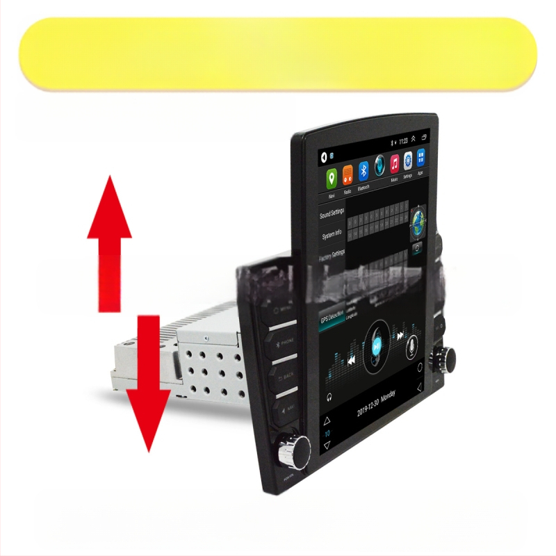 Android MP5 auto navigācijas sistēma ar Bluetooth un Wi-Fi, vertikālais IPS 2.5D displejs, 4x45W jaudas izvads, DC 12V barošana