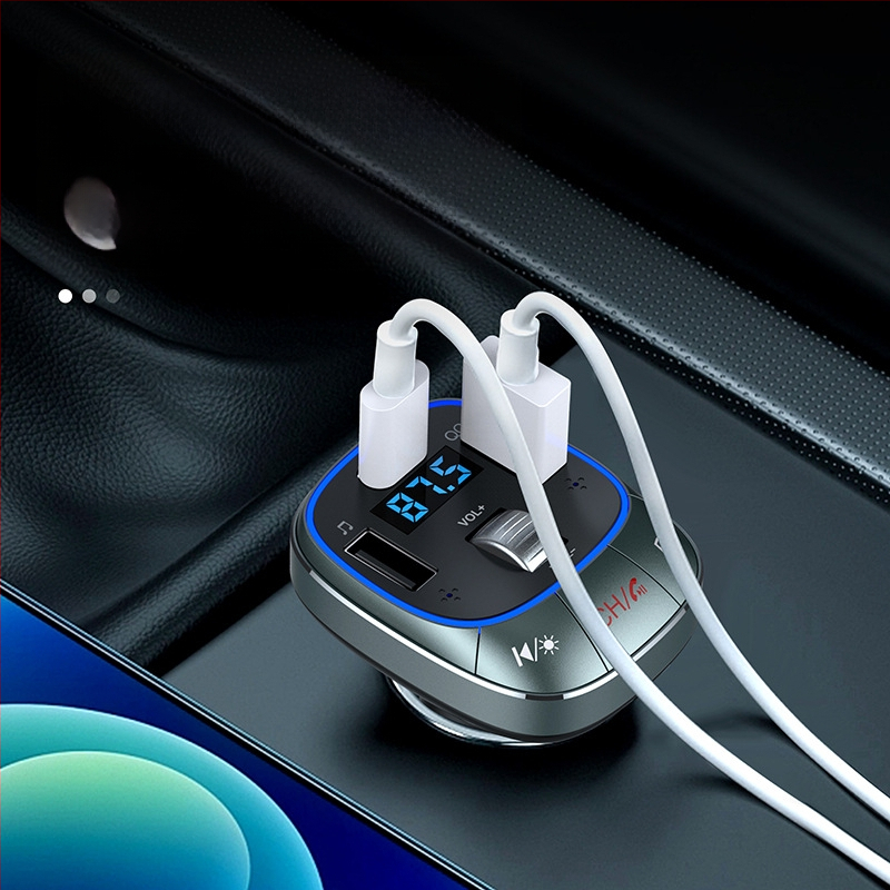 T76 Automašīnas Bluetooth MP3 atskaņotājs ar FM transmiteru, USB zibatmiņas atskaņošana, PD ātra uzlāde, 12–24V barošanas avots, 1,3 collu monochromāna displejs