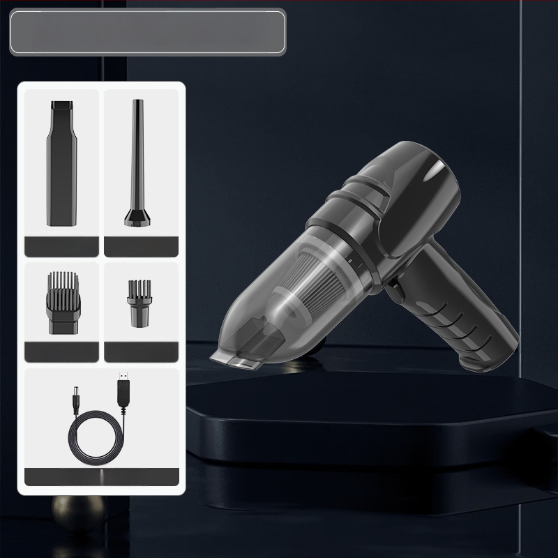 Rokas bezvadu putekļu sūcējs automašīnām un mājai ar brushless motoru; 7.4V/12V, 90W, 9000Pa, uzlāde, 350 cm kabelis