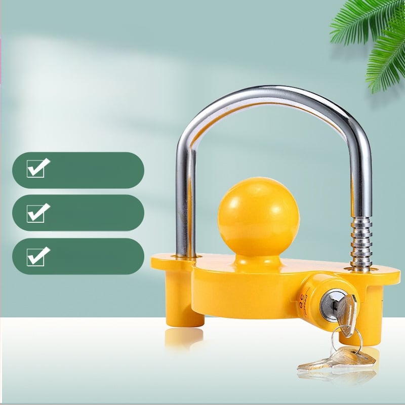 Apsauginis užraktas ant priekabės vagystės, modelis S241, aliuminio lydinys + geležis, cinko lydinio cilindras