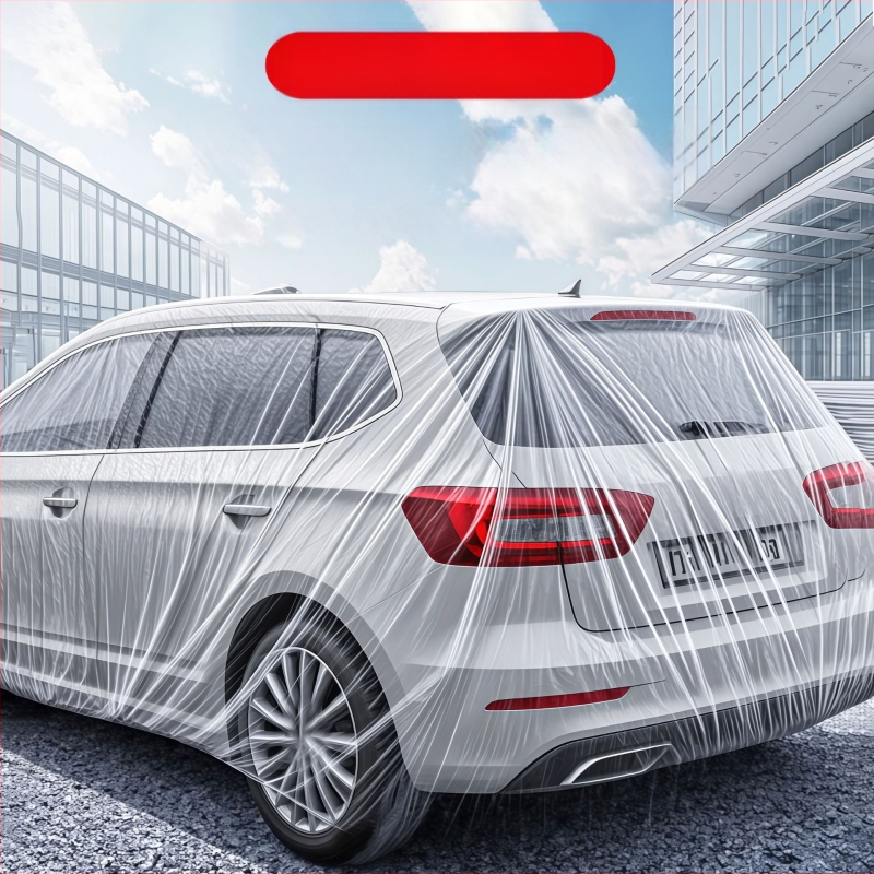 Vienkartinis automobilio dangtis universalus, UV apsauga, atsparus vandeniui ir dulėms, skaidrus plastikas, su gumos juosta, pritaikomas