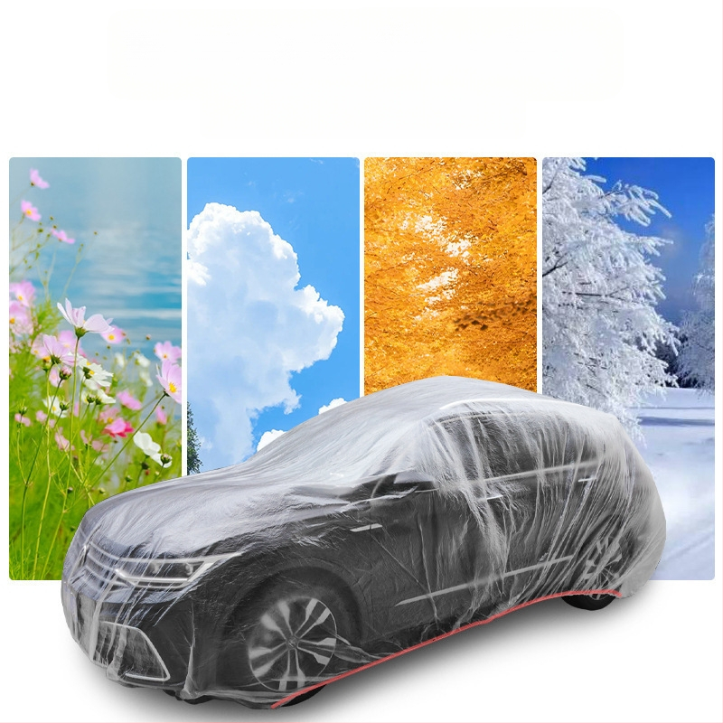 Vienkartinis automobilio dangtis universalus, UV apsauga, atsparus vandeniui ir dulėms, skaidrus plastikas, su gumos juosta, pritaikomas