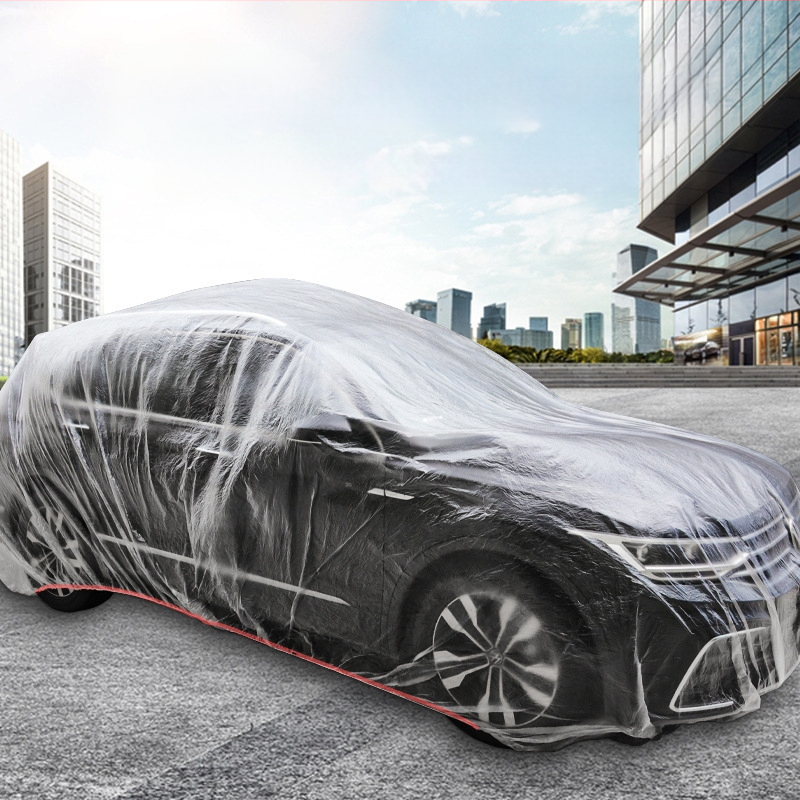 Vienkartinis automobilio dangtis universalus, UV apsauga, atsparus vandeniui ir dulėms, skaidrus plastikas, su gumos juosta, pritaikomas