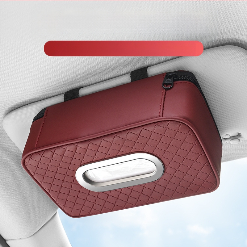 Automobilio servetėlių dėklas – odinis, pakabinamas, vidaus naudojimui; pritaikymas: taip (Medžiaga: oda; Prekės kodas: 98567)