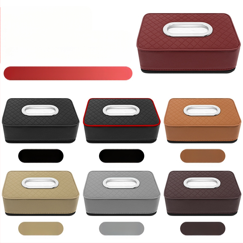 Automobilio servetėlių dėklas – odinis, pakabinamas, vidaus naudojimui; pritaikymas: taip (Medžiaga: oda; Prekės kodas: 98567)