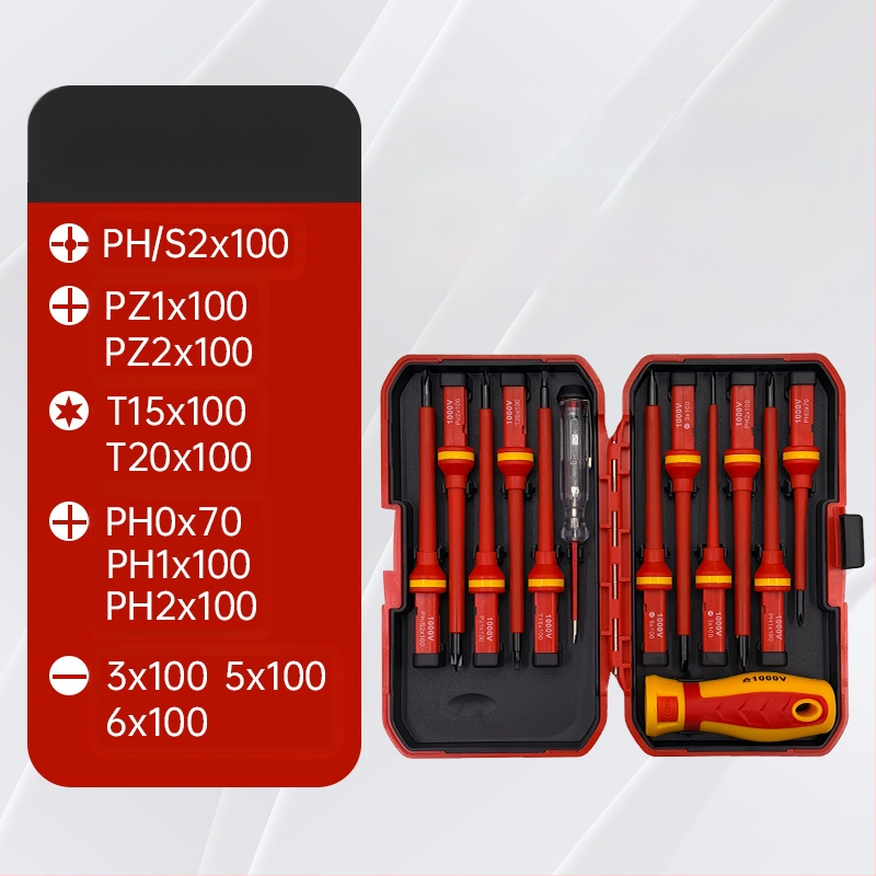 13 τεμάχια σετ μονωμένων κατσαβιδιών με κεφαλές Phillips και ίσια, μαγνητικά, χρωμιοβάνδιο ατσάλι