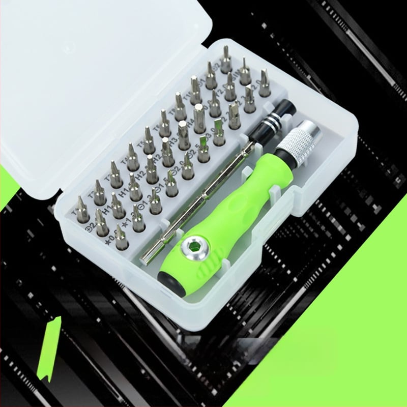32-u 1 višenamjenski precizni odvijač set za demontažu i popravak mobitela, Cr_V krom-vanadijska čeli, magnetske glave, PP+TPR držač, križni vrh