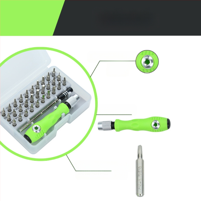 32-u 1 višenamjenski precizni odvijač set za demontažu i popravak mobitela, Cr_V krom-vanadijska čeli, magnetske glave, PP+TPR držač, križni vrh