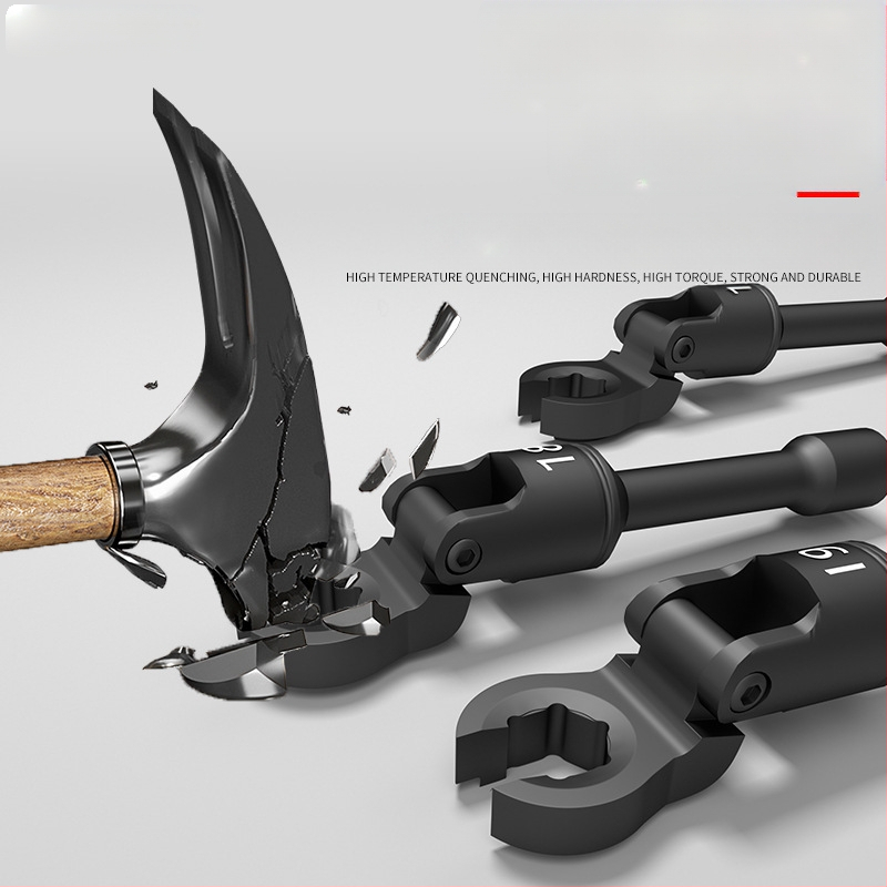 Univerzalni ključ za uljnu cijev s fleksibilnom glavom i otvorom za auto popravak; čelik Cr-V, fosfatni premaz, težina 2.0 kg