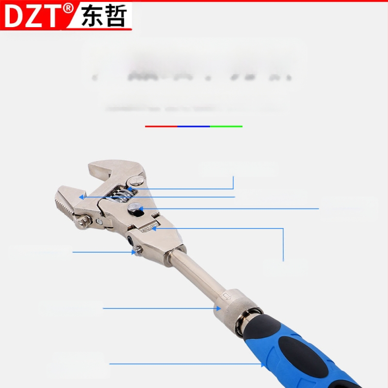 DZT 5-in-1 Mitmekülgne Reguleeritav Võti koos Sulguva Peaga ja Kiire Teleskoop‑Rattaiga – Kroom-Vanadiumpu Steel
