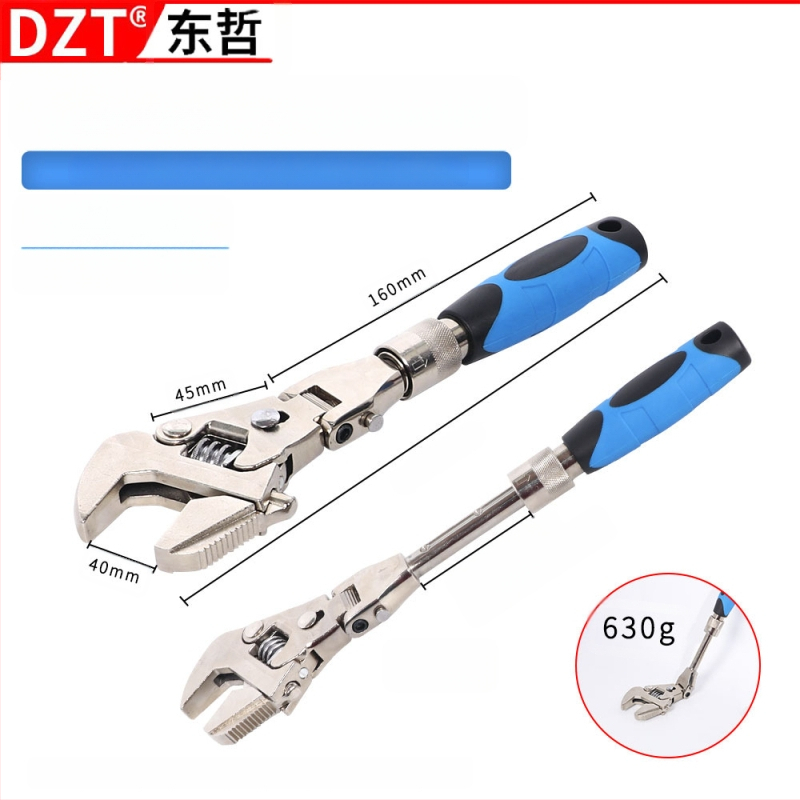 DZT 5-in-1 Mitmekülgne Reguleeritav Võti koos Sulguva Peaga ja Kiire Teleskoop‑Rattaiga – Kroom-Vanadiumpu Steel