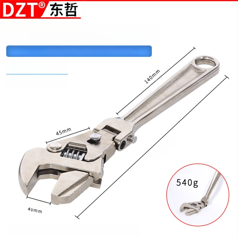 DZT 5-in-1 Mitmekülgne Reguleeritav Võti koos Sulguva Peaga ja Kiire Teleskoop‑Rattaiga – Kroom-Vanadiumpu Steel