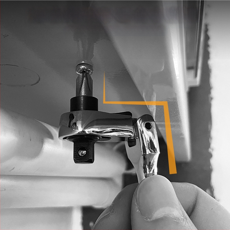 Mini ratcheto veržlė su judančia galva, dvipusis dizainas, iš chromovanadžio plieno, chromuotas paviršius, svoris 0.08 kg, dvipusė veikla