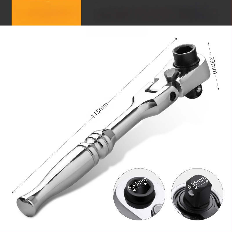 Mini ratcheto veržlė su judančia galva, dvipusis dizainas, iš chromovanadžio plieno, chromuotas paviršius, svoris 0.08 kg, dvipusė veikla