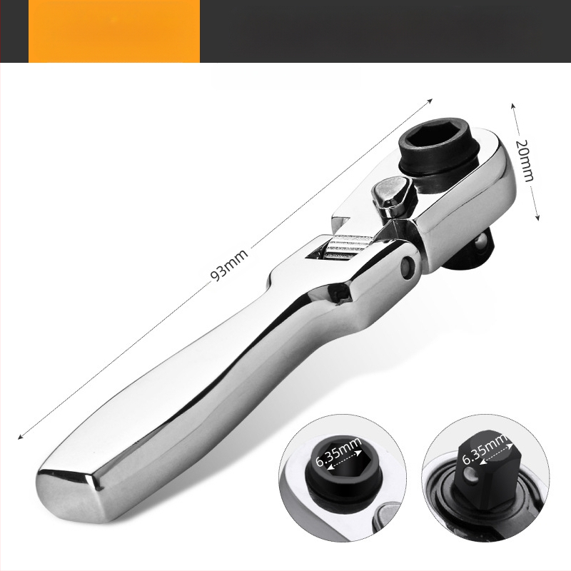 Mini ratcheto veržlė su judančia galva, dvipusis dizainas, iš chromovanadžio plieno, chromuotas paviršius, svoris 0.08 kg, dvipusė veikla