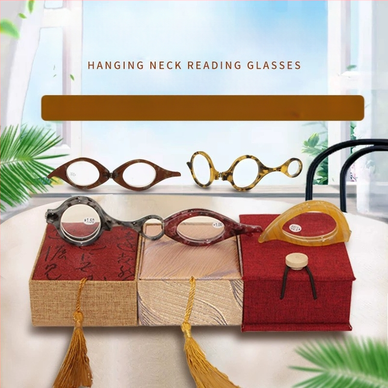 Skaitymo akiniai, sulankstomi, lengvi, pakabinti ant kaklo, pilno rėmo