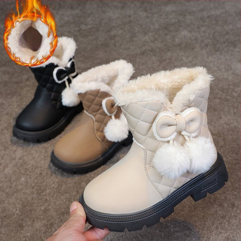 Meitenēm ziemas sniega zābaki - PU augšdaļa, Korejas stila, 1–3 gadu vecumam, izcelsme Taizhou, Zhejiang, potīšu zābaki