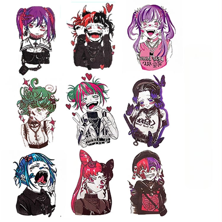 Pagaidu tetovējums uz rokass – Geišas zieds, karikatūras stils, drukāšanas process, zīmols KJ, daļēji manuāla ražošana, pielāgojama apstrāde