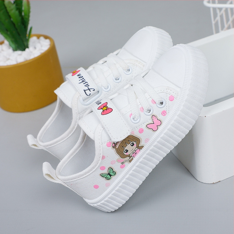 Bērnu auduma sporta kurpes 7–12 gadu vecumam, zems augšdaļas, PU virsējā daļa, gumijas zole, Velcro aizdare, elpojoša iekšdaļa